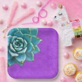 多肉水彩パープルレース ペーパープレート (パーティー)