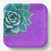 多肉水彩パープルレース ペーパープレート (正面)