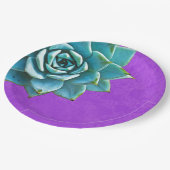 多肉水彩パープルレース ペーパープレート (アングル)