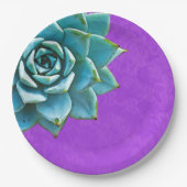 多肉水彩パープルレース ペーパープレート (正面)