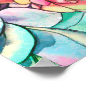 多肉水色イラストレーション模様 ポスター (角)