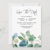 多肉水色ユーカリ日付を保存 招待状 (正面)