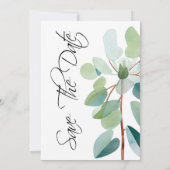 多肉水色ユーカリ日付を保存 招待状 (裏面)