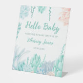 多肉水色可愛い男の子の赤ちゃんシャワーへようこそ 台座サイン (正面)