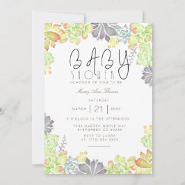 多肉汁水彩 |ベビーシャワー招待状 招待状