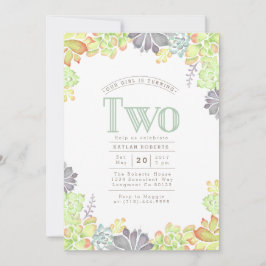 多肉汁水彩 |誕生日パーティー招待状 招待状