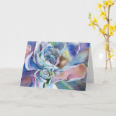 多肉的なエチェベリア「ブルースカイ」グリーティングカード カード (黄色い花)