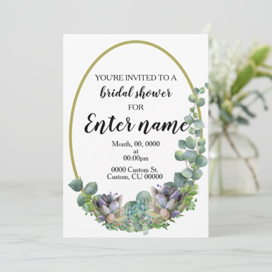 多肉的なテーマのブライダルシャワーの招待状 招待状 (スタンド正面)