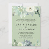 多肉的なフォーマル結婚緑 招待状 (正面)