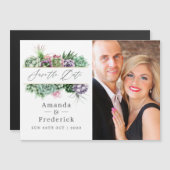 多肉的な幾何学的な結婚式の日付を保存 マグネット招待状 (正面/裏面)