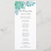 多肉的な結婚式のプログラム。ミントのサボテン プログラム (裏面)