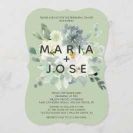 多肉的な緑のリハーサルディナー 招待状