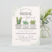 多肉的な緑ブライダルシャワー 招待状 (スタンド正面)