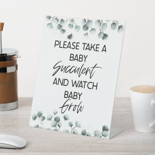 多肉的な赤ちゃんシャワーの好意のサインを受ける 台座サイン (インサイチュ)