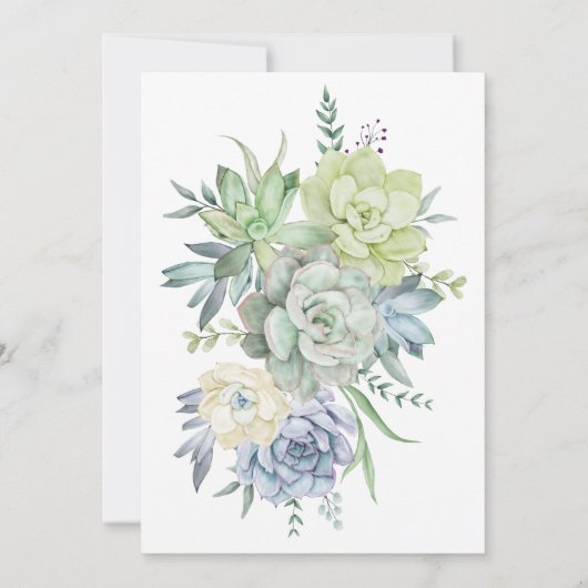 多肉的エレガントな結婚式の日付を保存 招待状 (裏面)