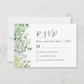 多肉的エレガントな緑の結婚式RSVPカード サンキューカード (正面)