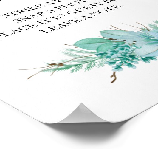 多肉的フォトゲストブック結婚のサイン ポスター (角)