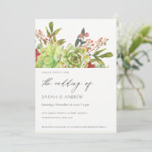 多肉砂漠サボテン赤いフローラ結婚式の招待 サンキューカード (スタンド正面)