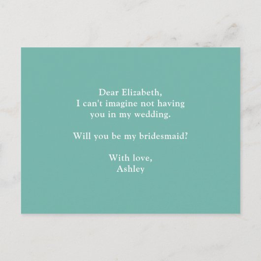 多肉私の花嫁のメイドになるよ。ミント結婚ス インビテーションポストカード (裏面)