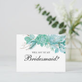 多肉私の花嫁のメイドになるよ。ミント結婚ス インビテーションポストカード (スタンド正面)