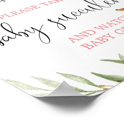 多肉種の好意は、ピンクの金ゴールド鹿の赤ちゃんシャワーに署名 ポスター (角)