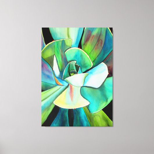 多肉種の砂漠の水の色絵画の芸術 キャンバスプリント (正面)