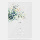 多肉種離れ金ゴールドの結婚歓迎 アクリルサイン (正面)