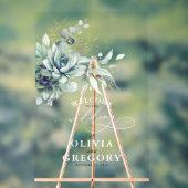 多肉種離れ金ゴールドの結婚歓迎 アクリルサイン (ニュートラル)