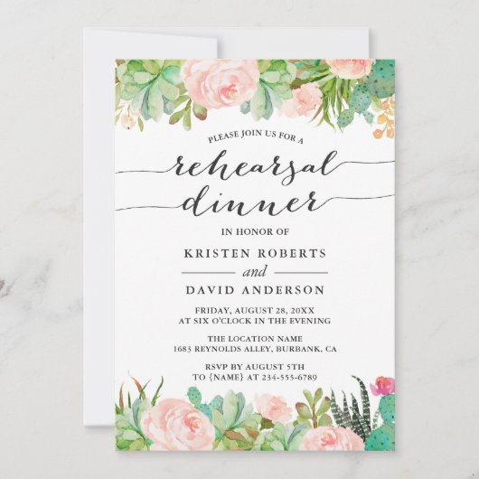 多肉素朴サボテンのリハ結婚ーサルディナー 招待状 (正面)