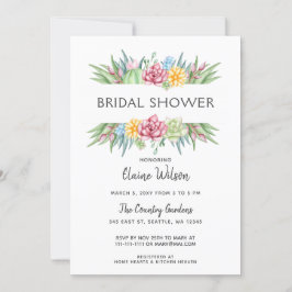 多肉素朴サボテンバラフローラブライダルシャワー 招待状