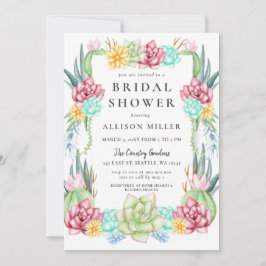 多肉素朴サボテンバラフローラブライダルシャワー 招待状