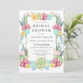 多肉素朴サボテンバラフローラブライダルシャワー 招待状 (スタンド正面)