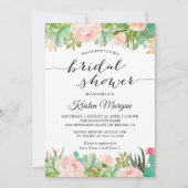 多肉素朴サボテンフローラブライダルシャワー 招待状 (正面)