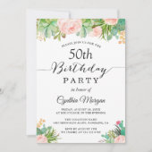 多肉素朴サボテンフローラ50th誕生日パーティー 招待状 (正面)