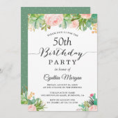 多肉素朴サボテンフローラ50th誕生日パーティー 招待状 (正面/裏面)
