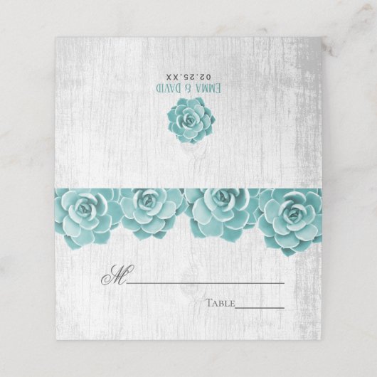 多肉素朴フローラエレガントな結婚式のテーブル プレイスカード (外部開封)