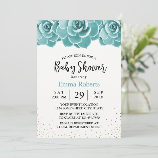 多肉素朴フローラ赤ちゃんシャワー 招待状 (スタンド正面)