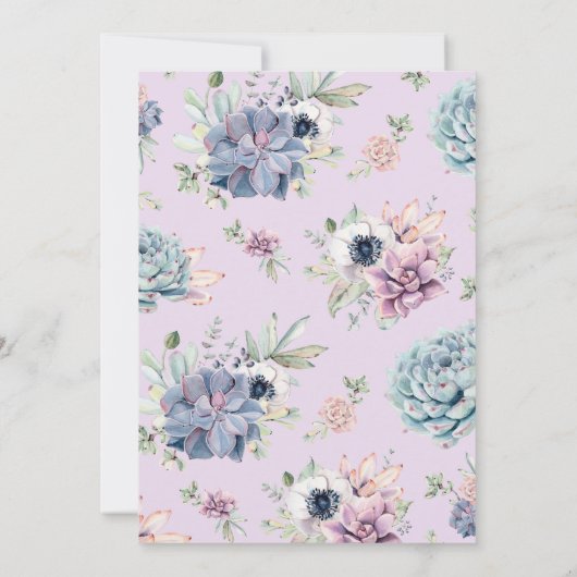 多肉素朴フローラ開花ブライダルシャワー 招待状 (裏面)