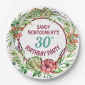 多肉素朴フローラ30歳の誕生日 – 紙プレート ペーパープレート (正面)