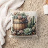 多肉素朴剤とサボテンの配置 クッション (ブランケット)