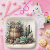 多肉素朴剤とサボテンの配置 ペーパープレート (パーティー)