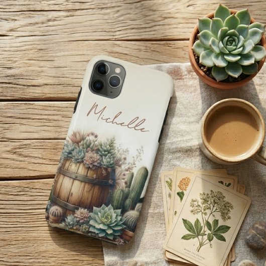 多肉素朴剤とサボテンの配置 Case-Mate iPhoneケース