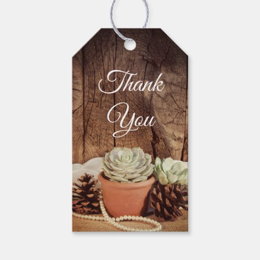 多肉素朴質とバーンウッド結婚式の引き出物ラベル ギフトタグ (正面)