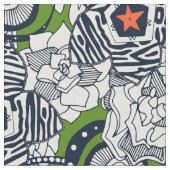 多肉緑色のオレンジ色の星 ファブリック (クローズアップ)