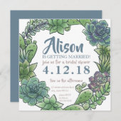 多肉自然ブライダルシャワー招待カード 招待状 (正面/裏面)