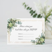 多肉花金ゴールド枠食オプションRSVP サンキューカード (スタンド正面)