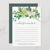 多肉茎水彩アドバイス赤ちゃんシャワー エンクロージャーカード (正面/裏面)