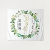 多肉茎水彩誕生日へようこそ タペストリー (正面(横))