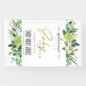 多肉茎水彩赤ちゃんシャワーへようこそ 横断幕 (横)