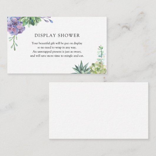 多肉表示ベビーシャワー挿入カード エンクロージャーカード (正面/裏面)